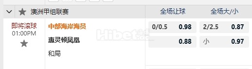 澳超 11/10 13:00  中央海岸水手  -  惠灵顿凤凰