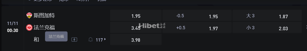 德国甲级联赛11/11 00:30 斯图加特VS 法兰克福
