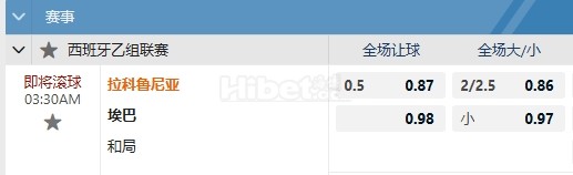西乙 11/12 03:30  拉科鲁尼亚  -  埃瓦尔